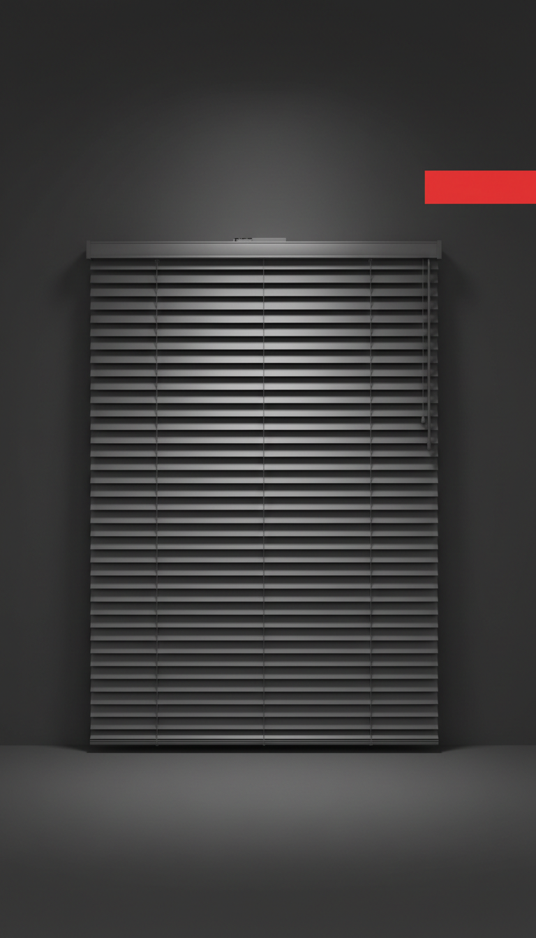 Iron gray aluminum slat blind, motorized